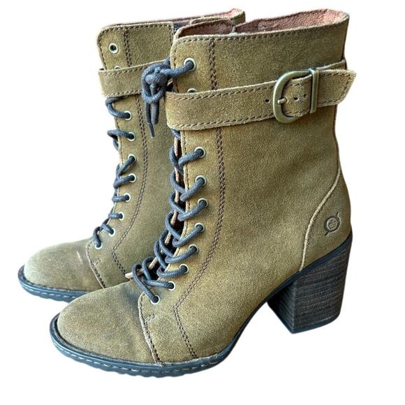 Born Cass Suede Lace Up Boots Prairiecore Grannycore Rustic Artisan Style sz 6.5 - Picture 1 of 16